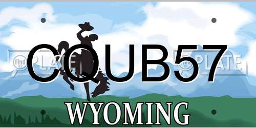 CQUB57 Wyoming License Plate