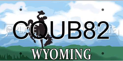 CQUB82 Wyoming License Plate