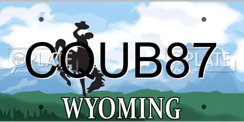 CQUB87 Wyoming License Plate