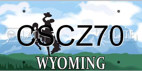 CSCZ70 Wyoming License Plate