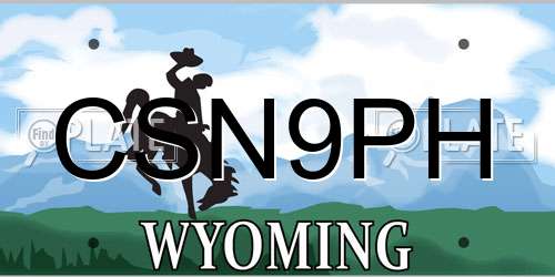 CSN9PH Wyoming License Plate