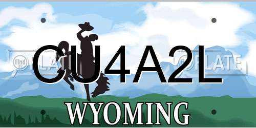 CU4A2L Wyoming License Plate