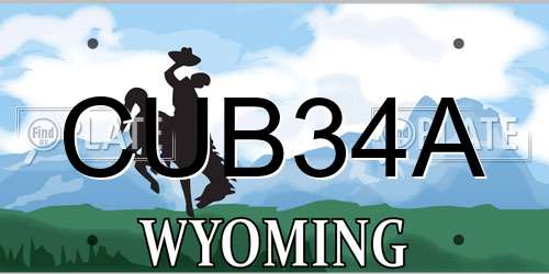CUB34A Wyoming License Plate