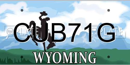 CUB71G Wyoming License Plate