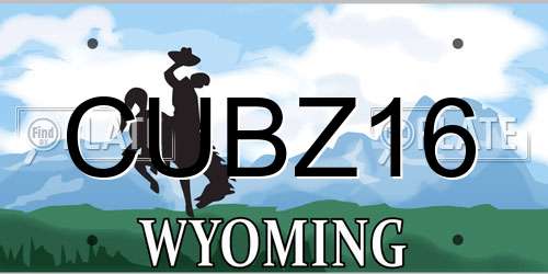 CUBZ16 Wyoming License Plate