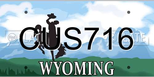CUS716 Wyoming License Plate