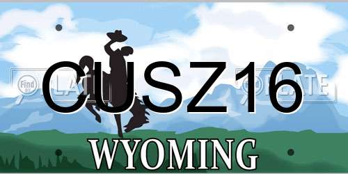 CUSZ16 Wyoming License Plate