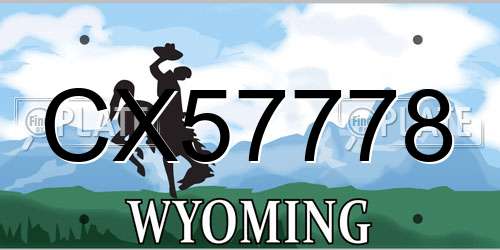 CX57778 Wyoming License Plate