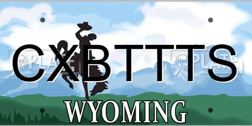 CXBTTTS Wyoming License Plate