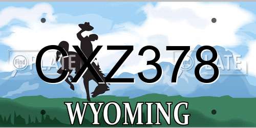 CXZ378 Wyoming License Plate