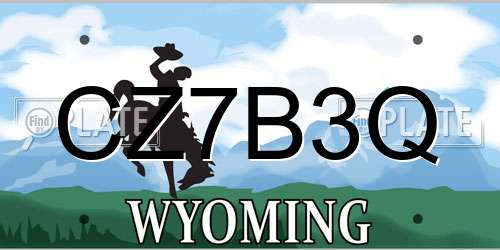 CZ7B3Q Wyoming License Plate