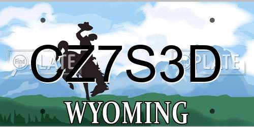 CZ7S3D Wyoming License Plate