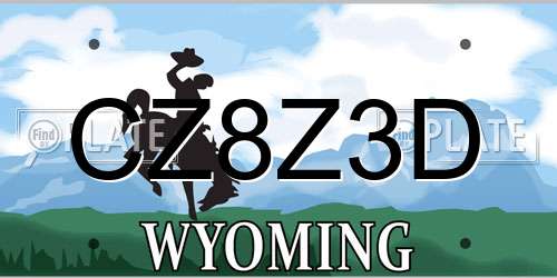 CZ8Z3D Wyoming License Plate