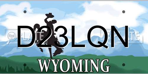 D23LQN Wyoming License Plate