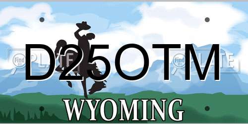 D25OTM Wyoming License Plate