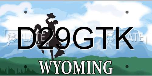 D29GTK Wyoming License Plate