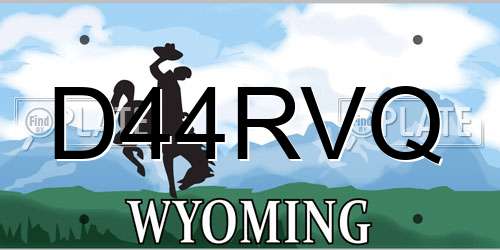 D44RVQ Wyoming License Plate