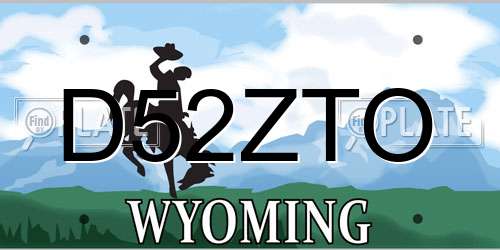 D52ZTO Wyoming License Plate