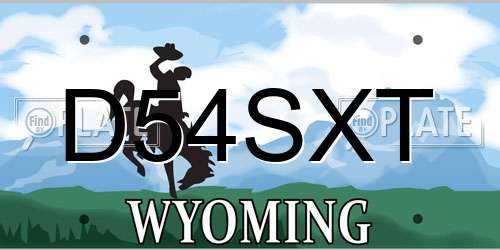 D54SXT Wyoming License Plate