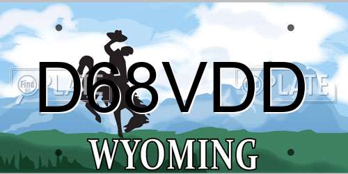 D68VDD Wyoming License Plate