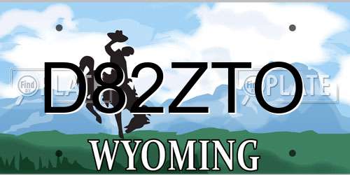 D82ZTO Wyoming License Plate