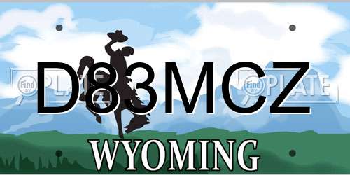 D83MCZ Wyoming License Plate