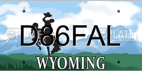 D86FAL Wyoming License Plate