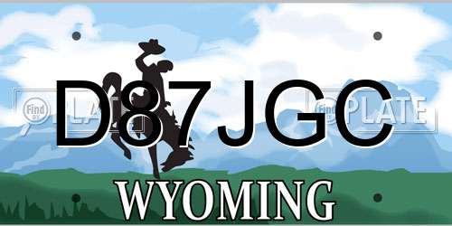 D87JGC Wyoming License Plate