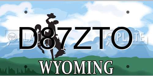 D87ZTO Wyoming License Plate