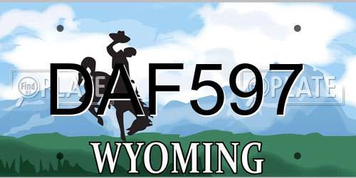 DAF597 Wyoming License Plate