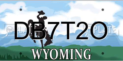 DB7T2O Wyoming License Plate