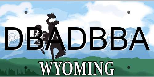DBADBBA Wyoming License Plate
