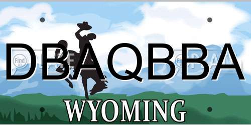 DBAQBBA Wyoming License Plate