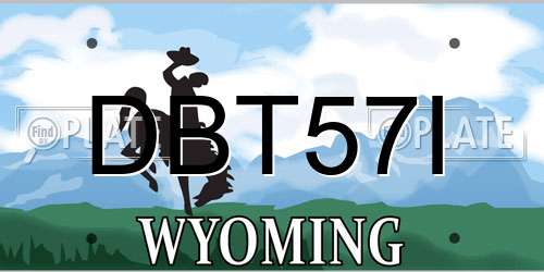 DBT57I Wyoming License Plate