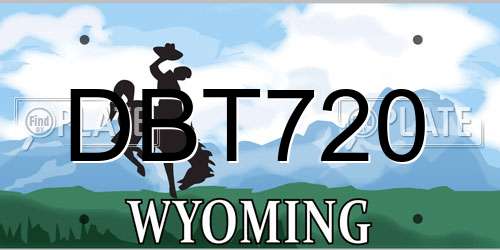 DBT720 Wyoming License Plate