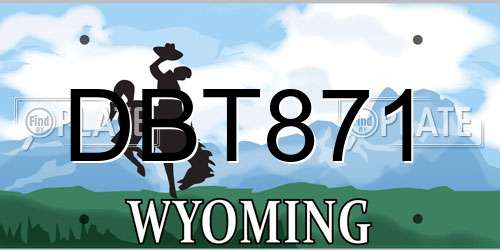 DBT871 Wyoming License Plate