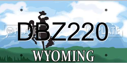DBZ220 Wyoming License Plate
