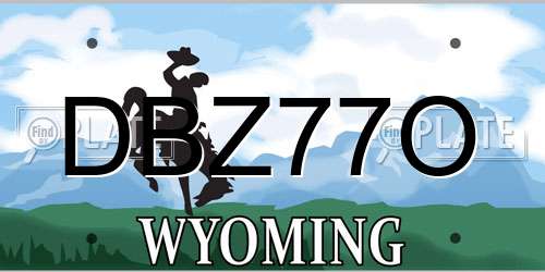 DBZ77O Wyoming License Plate