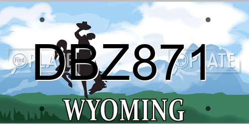 DBZ871 Wyoming License Plate