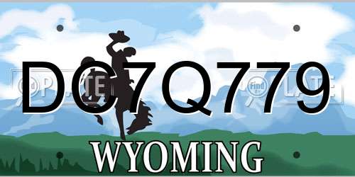 DC7Q779 Wyoming License Plate