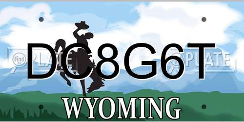 DC8G6T Wyoming License Plate