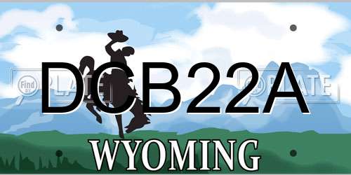 DCB22A Wyoming License Plate