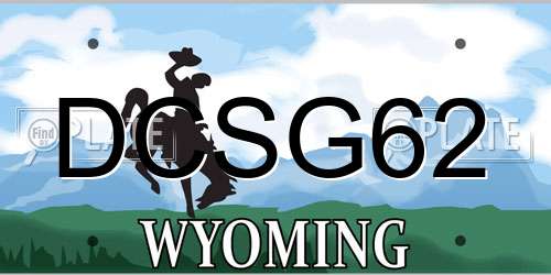 DCSG62 Wyoming License Plate