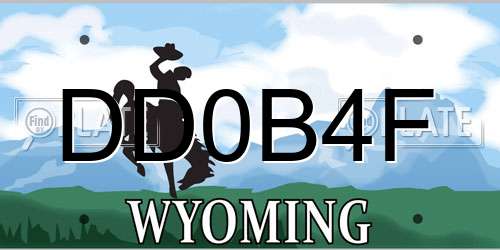 DD0B4F Wyoming License Plate