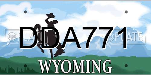 DDA771 Wyoming License Plate