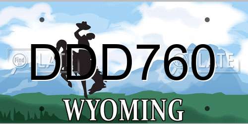 DDD760 Wyoming License Plate