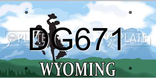 DG671 Wyoming License Plate