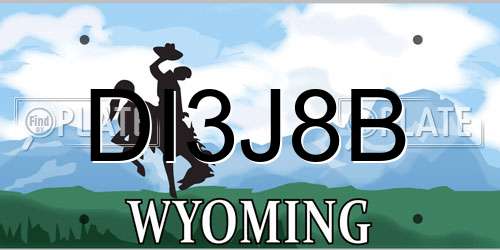 DI3J8B Wyoming License Plate