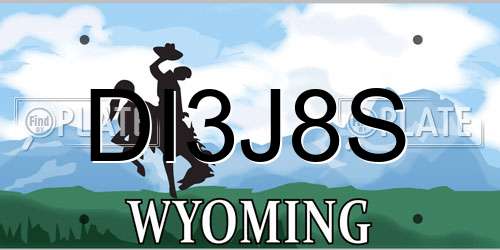 DI3J8S Wyoming License Plate