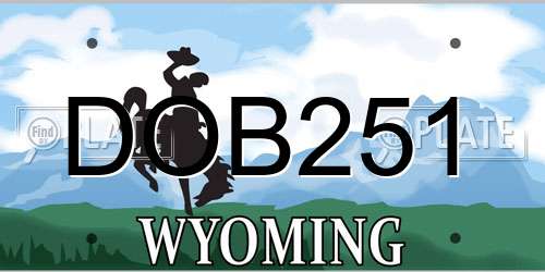 DOB251 Wyoming License Plate